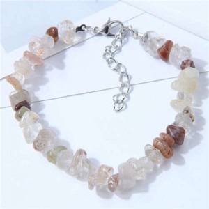 Seashore Stone Fashion Unique Gravel Design Women Wholesale Bracelet - White