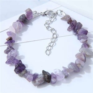 Seashore Stone Fashion Unique Gravel Design Women Wholesale Bracelet - Purple