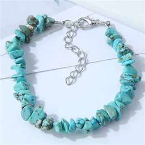 Seashore Stone Fashion Unique Gravel Design Women Wholesale Bracelet - Teal