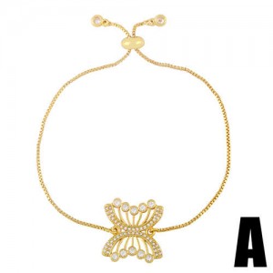 Butterfly Pendant European Fashion Unique Design Minimalist Women 18K Gold Plated Bracelet