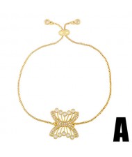 Butterfly Pendant European Fashion Unique Design Minimalist Women 18K Gold Plated Bracelet