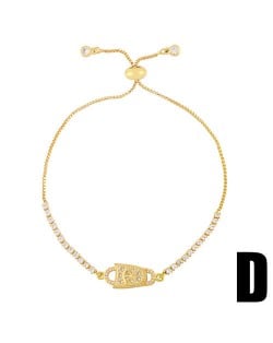 Lock Pendant European Fashion Minimalist Design Women 18K Gold Plated Bracelet