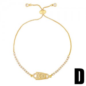 Lock Pendant European Fashion Minimalist Design Women 18K Gold Plated Bracelet