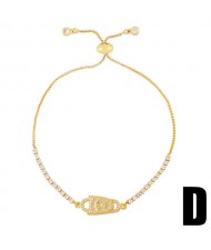 Lock Pendant European Fashion Minimalist Design Women 18K Gold Plated Bracelet