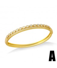 Dual Layers Assorted Cubic Zirconia Embellished Women 18K Gold Plated Bangle