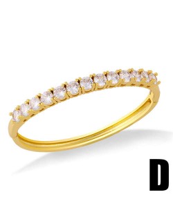 Shining Cubic Zirconia Embellished Minimalist Style 18K Gold Plated Women Bangle