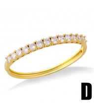 Shining Cubic Zirconia Embellished Minimalist Style 18K Gold Plated Women Bangle