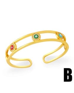 Evil Eyes Embellished Hollow Fashion Women Friendship Bangle - Design B