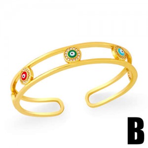 Evil Eyes Embellished Hollow Fashion Women Friendship Bangle - Design B