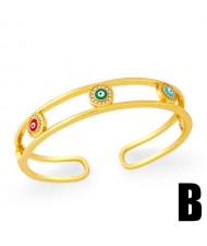 Evil Eyes Embellished Hollow Fashion Women Friendship Bangle - Design B