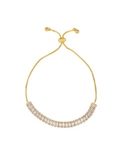 Cubic Zirconia Embellished U.S. Fashion 18K Gold Plated Women Wholesale Friendship Bracelet - White