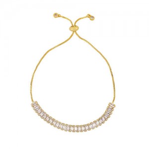 Cubic Zirconia Embellished U.S. Fashion 18K Gold Plated Women Wholesale Friendship Bracelet - White