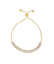 Cubic Zirconia Embellished U.S. Fashion 18K Gold Plated Women Wholesale Friendship Bracelet - White