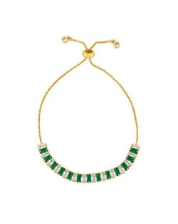 Cubic Zirconia Embellished U.S. Fashion 18K Gold Plated Women Wholesale Friendship Bracelet - Green