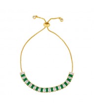 Cubic Zirconia Embellished U.S. Fashion 18K Gold Plated Women Wholesale Friendship Bracelet - Green