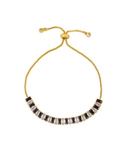 Cubic Zirconia Embellished U.S. Fashion 18K Gold Plated Women Wholesale Friendship Bracelet - Black