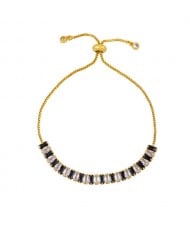 Cubic Zirconia Embellished U.S. Fashion 18K Gold Plated Women Wholesale Friendship Bracelet - Black