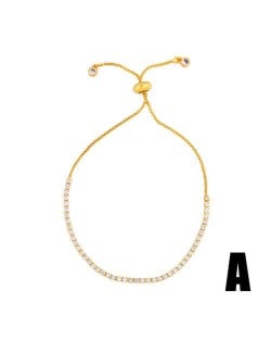 Cubic Zirconia Embellished Plain Style 18K Gold Plated Minimalist Women Fashion Bracelet