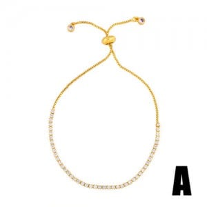 Cubic Zirconia Embellished Plain Style 18K Gold Plated Minimalist Women Fashion Bracelet