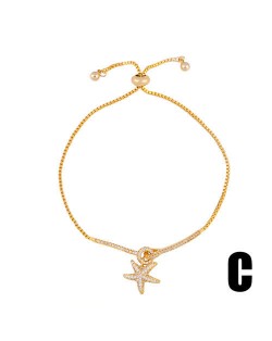 Cubic Zirconia Embellished Star Decoration Women 18K Gold Plated Wholesale Fashion Bracelet
