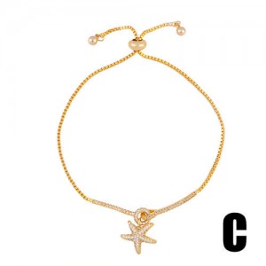 Cubic Zirconia Embellished Star Decoration Women 18K Gold Plated Wholesale Fashion Bracelet