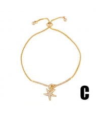 Cubic Zirconia Embellished Star Decoration Women 18K Gold Plated Wholesale Fashion Bracelet