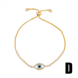 Cubic Zirconia Embellished Eye Design Women 18K Gold Plated Wholesale Fashion Bracelet