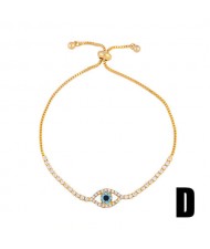 Cubic Zirconia Embellished Eye Design Women 18K Gold Plated Wholesale Fashion Bracelet