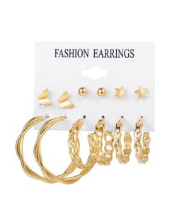 Butterfly and Star Golden Hoop Design Women Alloy Wholesale Earrings Set