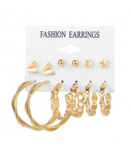 Butterfly and Star Golden Hoop Design Women Alloy Wholesale Earrings Set