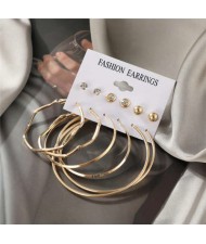 Irregular Golden Big Hoops and Stud Combo Design Women Wholesale Earrings Set