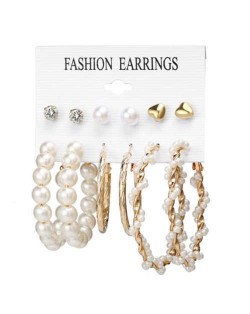 Pearl Hoops Luxurious Fashion Alloy 6pcs Women Earrings Set