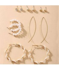 Pearl Hoop Minimalist Fashion Women Vintage Costume Earrings Set