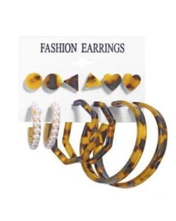 Leopard Prints Hoops and Studs Combo High Fashion Women Earrings Set