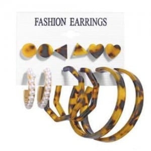 Leopard Prints Hoops and Studs Combo High Fashion Women Earrings Set