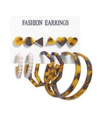 Leopard Prints Hoops and Studs Combo High Fashion Women Earrings Set