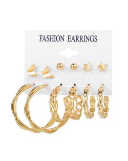 U.S. KOL Preferred Pearl Fashion Golden Hoops and Studs Women Earrings Set