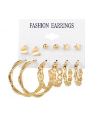 U.S. KOL Preferred Pearl Fashion Golden Hoops and Studs Women Earrings Set