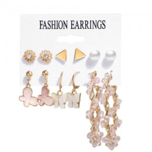 Butterfly and Flower Cluster Elegant Women Fashion Combo Earrings Set