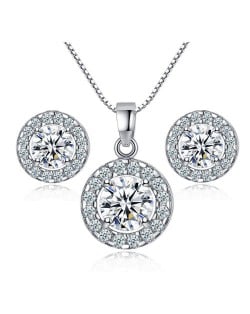 Classic Round Design Bridal Shining Cubic Zirconia Women Wedding Jewelry Set