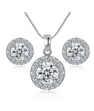 Classic Round Design Bridal Shining Cubic Zirconia Women Wedding Jewelry Set