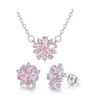 Romantic Pink Flower Design Women Costume Wholesale Fashion Jewelry Set