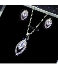 Luxurious Bling Olive Shape Design Graceful Fashion Women Cubic Zirconia Jewelry Set