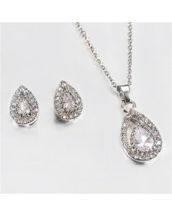 Vintage Minimalist Design Bling Hollow-out Drop Shape Costume Jewelry Set