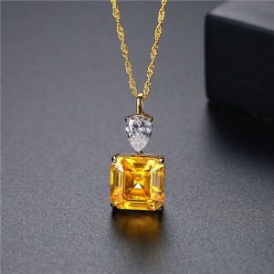 Minimalist Design Square Pendant Wholesale 925 Sterling Silver Necklace - Yellow