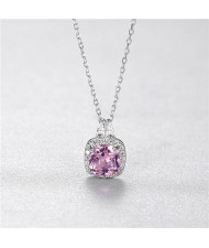 Romantic Pink Gemstone Pendant Luxurious 925 Sterling Silver Necklace