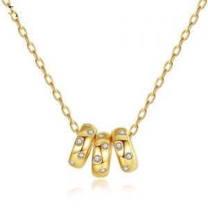 Punk Style Circles Pendant Fashion Wholesale 925 Sterling Silver Women Necklace - Golden