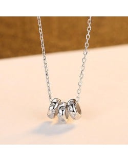 Punk Style Circles Pendant Fashion Wholesale 925 Sterling Silver Women Necklace - Silver