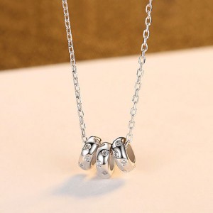 Punk Style Circles Pendant Fashion Wholesale 925 Sterling Silver Women Necklace - Silver