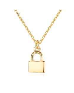 Minimalist Punk Style Lock Pendant 925 Sterling Silver Necklace